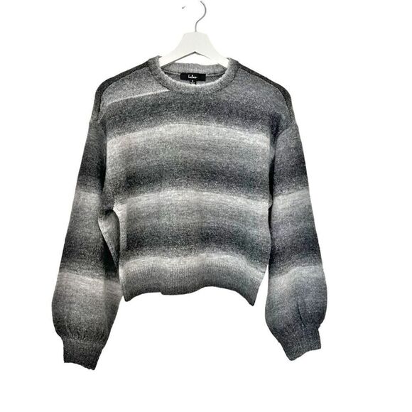 Lulu's Gray and Black Ombre Stripe Pullover Sweater - Picture 8 of 8